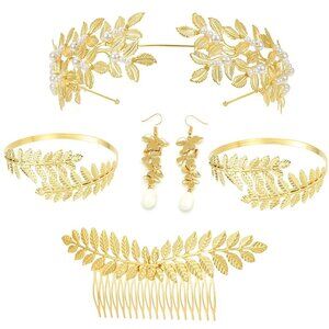 Greek Goddess Costume Accessories Set with Headpiece Earrings and Comb